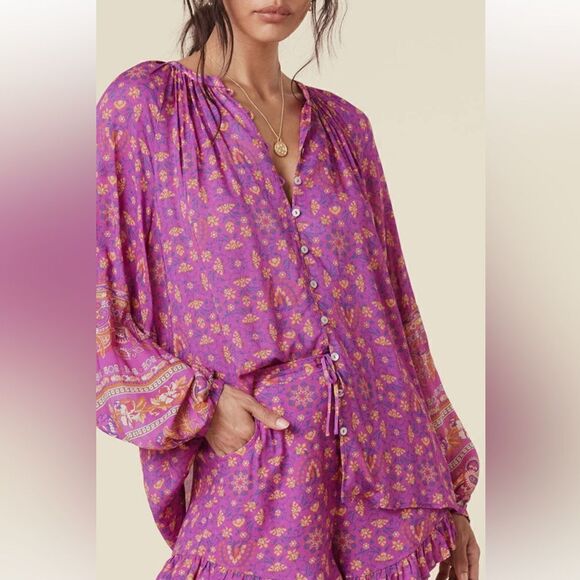 NWT SPELL & THE GYPSY
COLLECTIVE MADAME PEACOCK BLOUSE - BOYSENBERRY Size XS - Picture 11 of 14